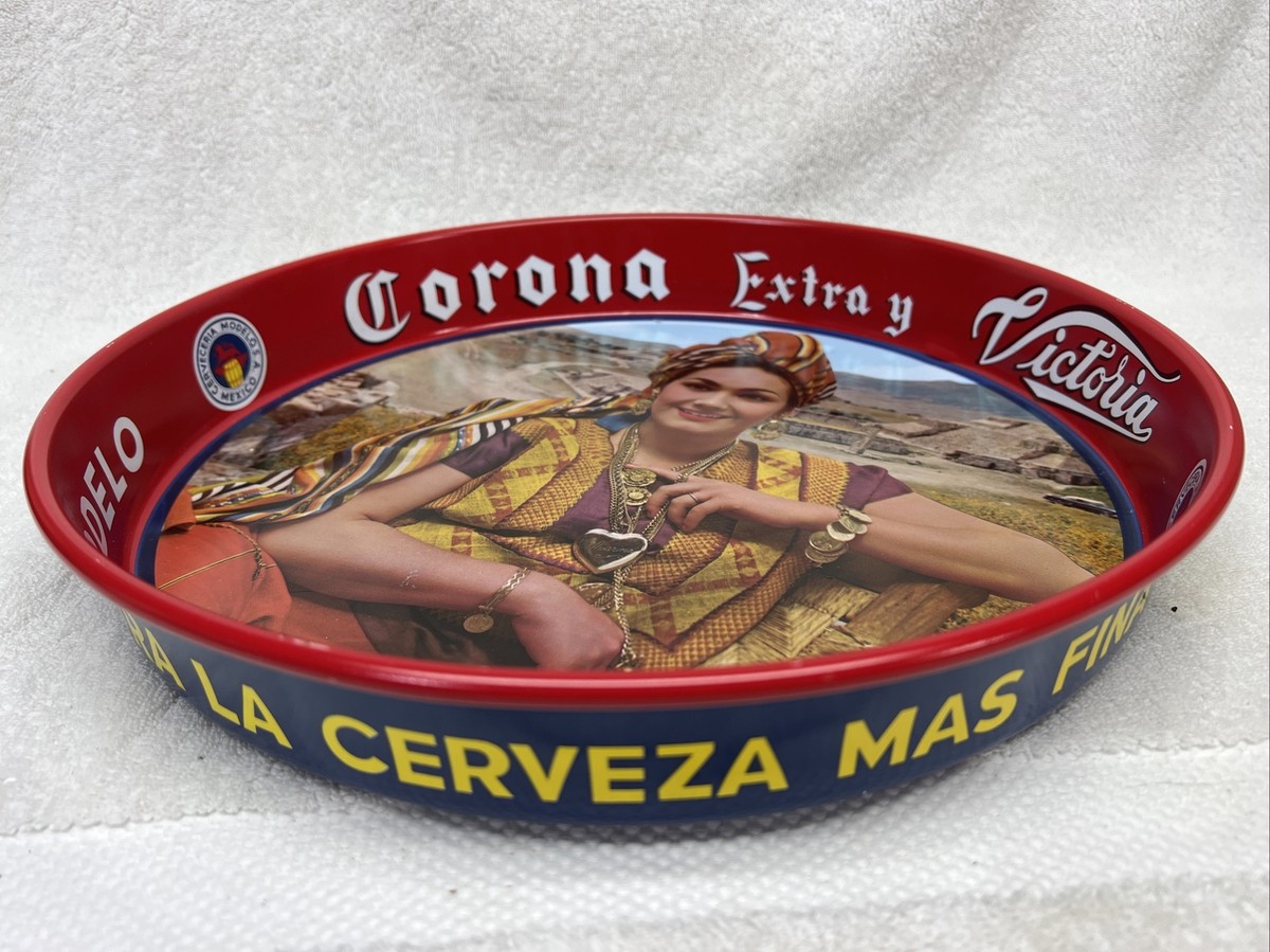 ☆レトロポップ☆Corona Extra Victoriaメタルビールトレイ CORONA EXTRA VICTORIA METAL BEER MODELO CERVEZA SERVING TRAY 13
