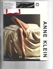 New Anne Klein Polished Sheer Black Pantyhose, Large, Control Top,Reinf Toe