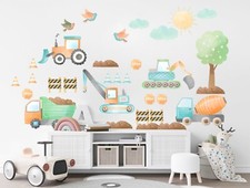 Construction trucks Mixer Truck Bulldozer Digger Truck Nursery Wall Decal Sticke