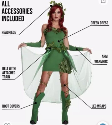 Women`s Deluxe Green Ivy Costume Ladies Poison Villain Halloween Dress Size M | eBay Women`s Deluxe Green Ivy Costume Ladies Poison Villain Halloween Dress Size M | eBay