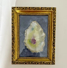 Framed Original Oyster Watercolor Painting 5x7 Vintage Frame
