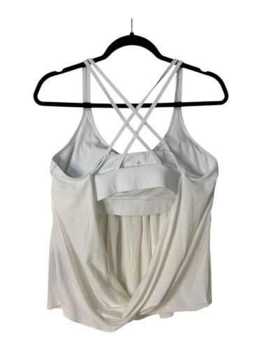 Halara neuf avec étiquette XL double sangle plissé yoga débardeur intégré soutien gorge blanc haut actif - Photo 7/11