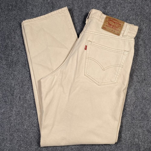 Levis 550 Jeans Mens 34x32 Beige Relaxed Fit Straight Leg Made USA Cotton Pants