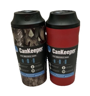Two~CanKeepers 3-in-1 Insulated Can Cooler Mossy Oak Design & Red Can Keeper