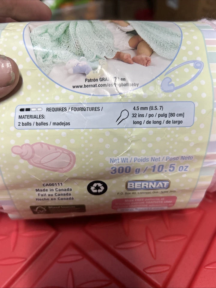 Manta deportiva para bebé Bernat hilo rosa rosa 10,5 OZ 3 pesos acrílico acogedor suave Foto 3 de 4