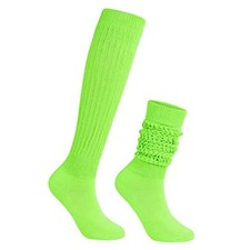 Slouch Womens Leg Warmers Super Soft Scrunch Knee High One Size Neon Green