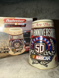 Budweiser NASCAR 50th Anniversary Stein 1948-1998 Breweriana