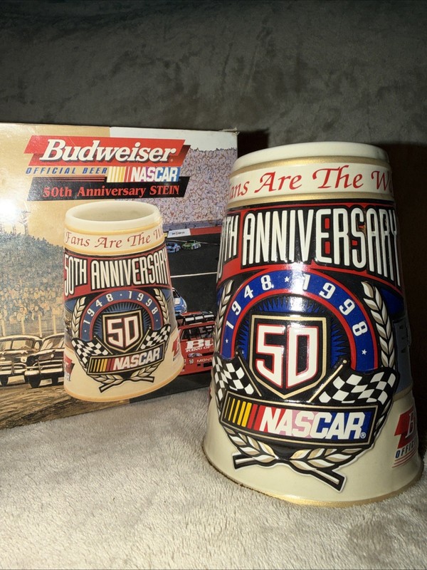 Budweiser NASCAR 50th Anniversary Stein 1948-1998 Breweriana