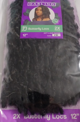 Darling Butterfly Locs #1B 12'' 2X Synthetic Hair Medium. Soft & Light Texture