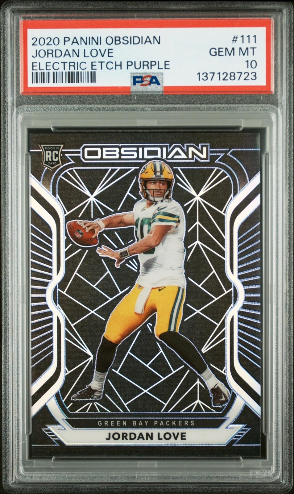 Jordan Love Panini Obsidian #111 Electric Etch Purple