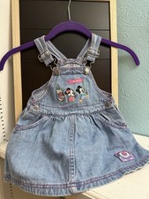 Vintage Disney Mickey  Co Embroidered Minnie Daisy Overalls Jumper Skirt 18M