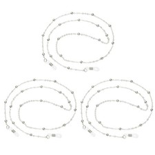 Porta Occhiali da Vista Girocollo, Catena per Occhiali in Metallo Argento, 3 Pezzi