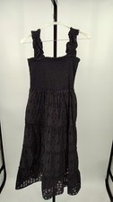 Quince Women 100% Organic Cotton Gauze Sleeveless Maxi Dress Black M