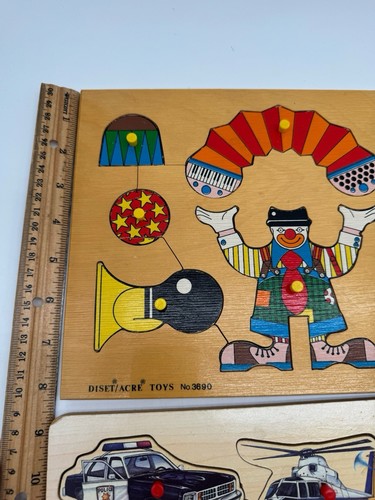 Vintage Lot of 4 Simplex Acre Toys Wooden Puzzle Animals Circus Vehicles Holland - Picture 7 of 8