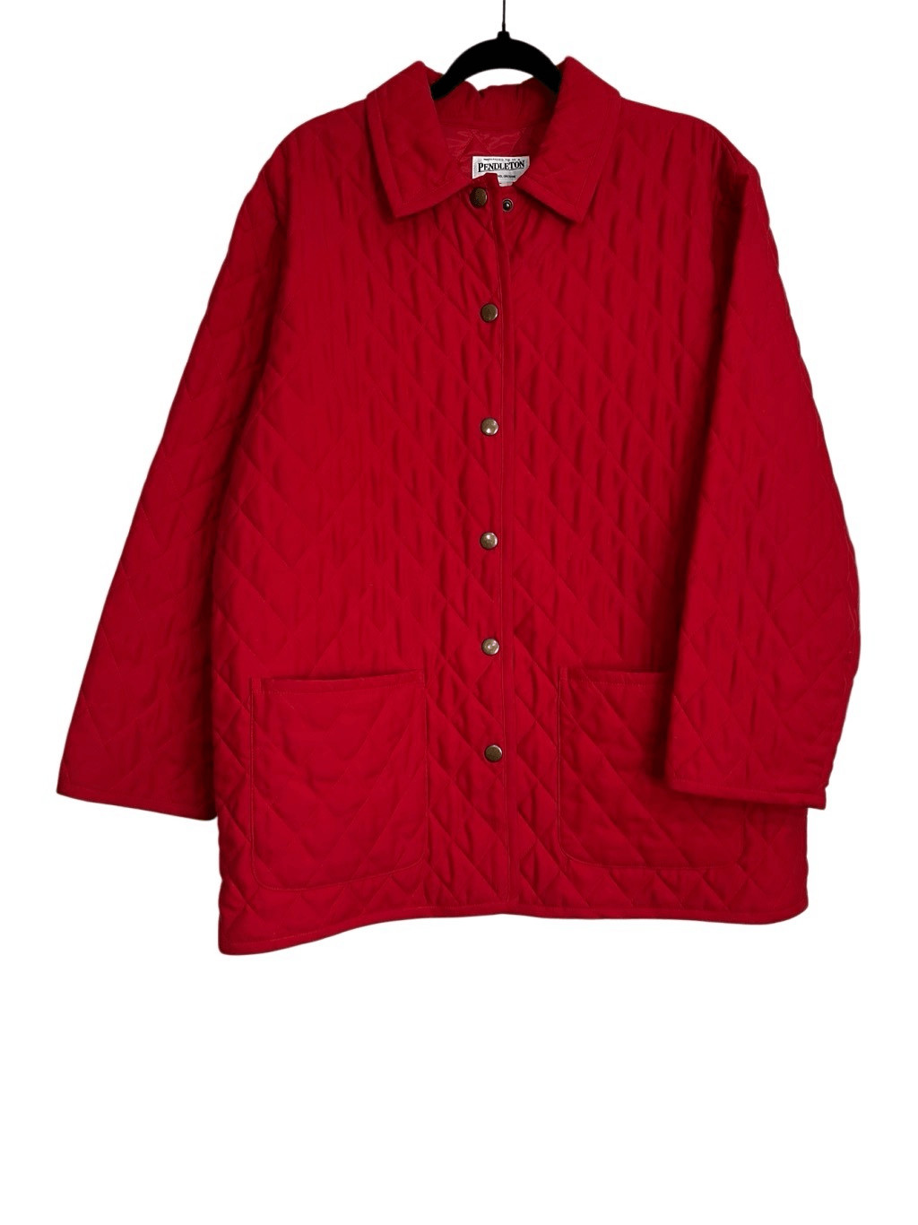 Pendleton Jacket Womens Large Red Puffer Diamond … - image 1