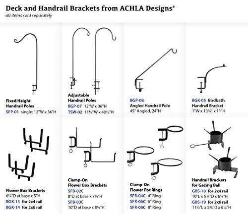Achla Designs BGP-08 Deck Rail Shepherd's Pole Hook, 7In, Black