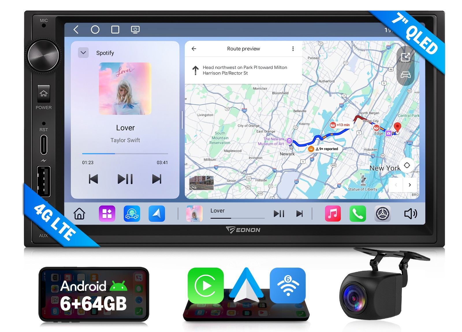 Eonon UX6S 2DIN 7" Android 13 6+64 GPS Car Stereo Radio CarPlay 4G LTE Head Unit
