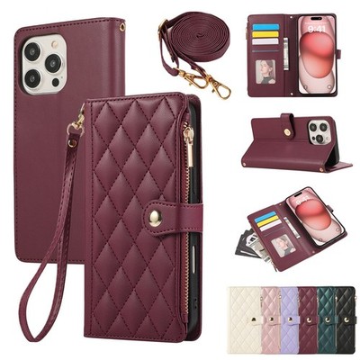 Zip Leather Flip Stand Wallet Phone Case For iPhone 17 16 Pro Max 15 14 13 12 11