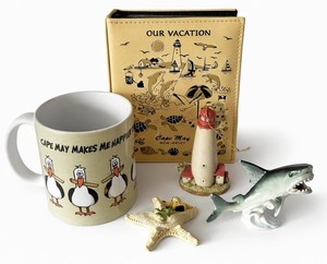 VTG Cape May Souvenir Lot, 4 x 6 Photo Album, Seagul French Fry Mug, Lighthouse