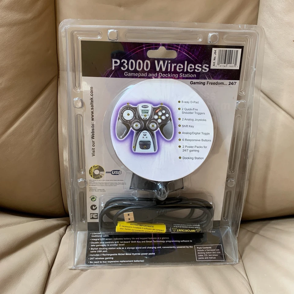NEW Saitek P3000 Wireless PC Gamepad w Docking Station & Power Pack SEALED - Image 2 of 4