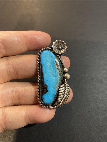 Vintage Navajo Sterling Silver Turquoise Ring Size: 5.75 - Picture 3 of 6