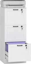 HOMCOM 3 Drawer File Cabinet with Lock Adjustable Bars for A4 Letters White New
