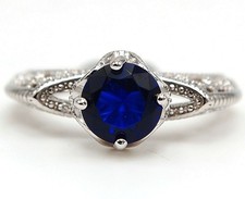 2CT Treated Blue Sapphire  Topaz 925 Sterling Silver Ring Sz 9 NB2-1