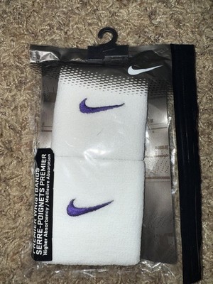 Nike Adult Unisex Tennis Premier Sportswear Band White Purple 2pcs Wristband