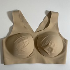 Evelyn and Bobbie The Defy Bra Seamless Comfort V-Neck Wireless Beige L PADS