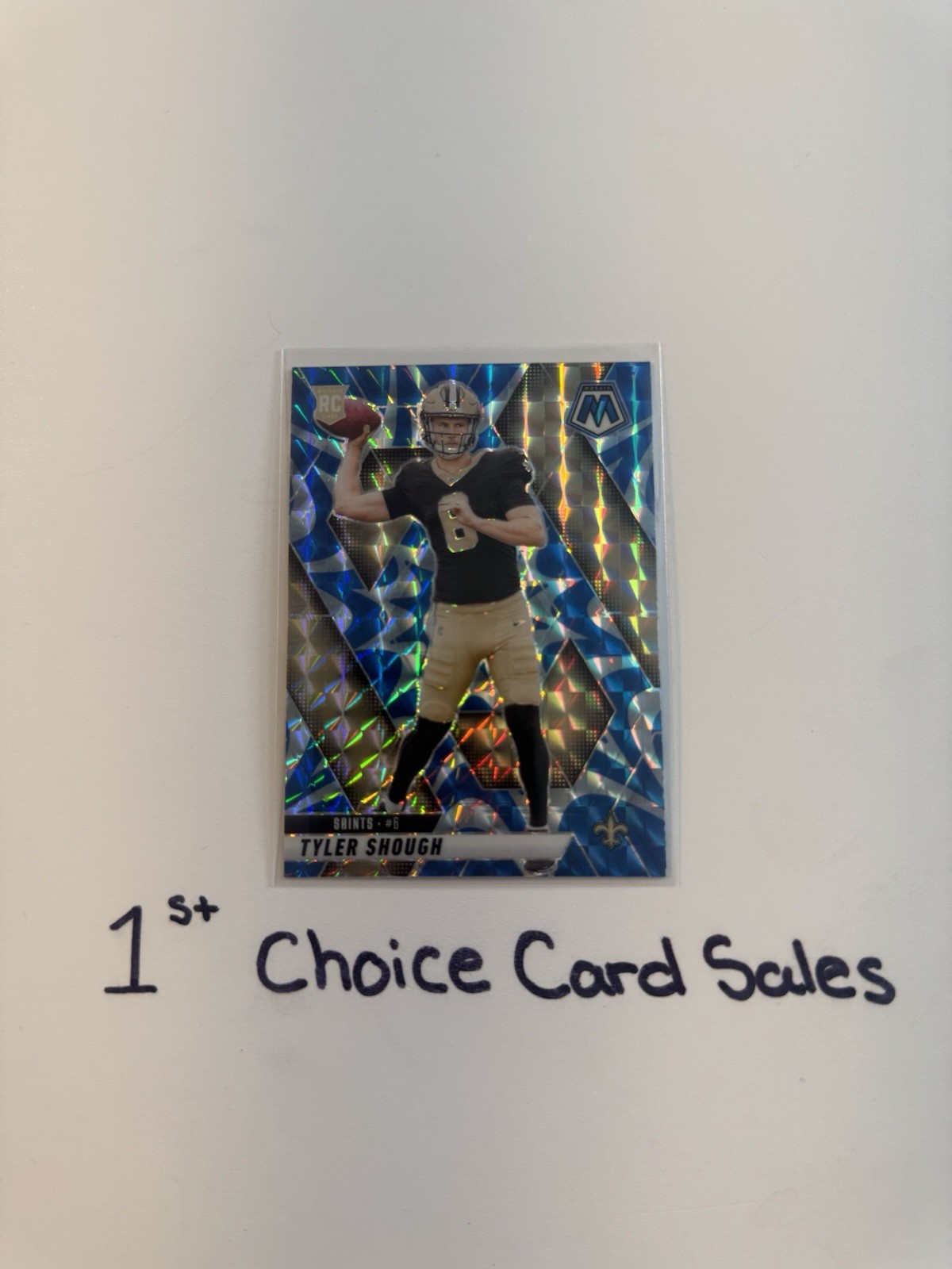 2025 Panini Mosaic Tyler Shough RC Mosaic Reactive Blue Saints #312