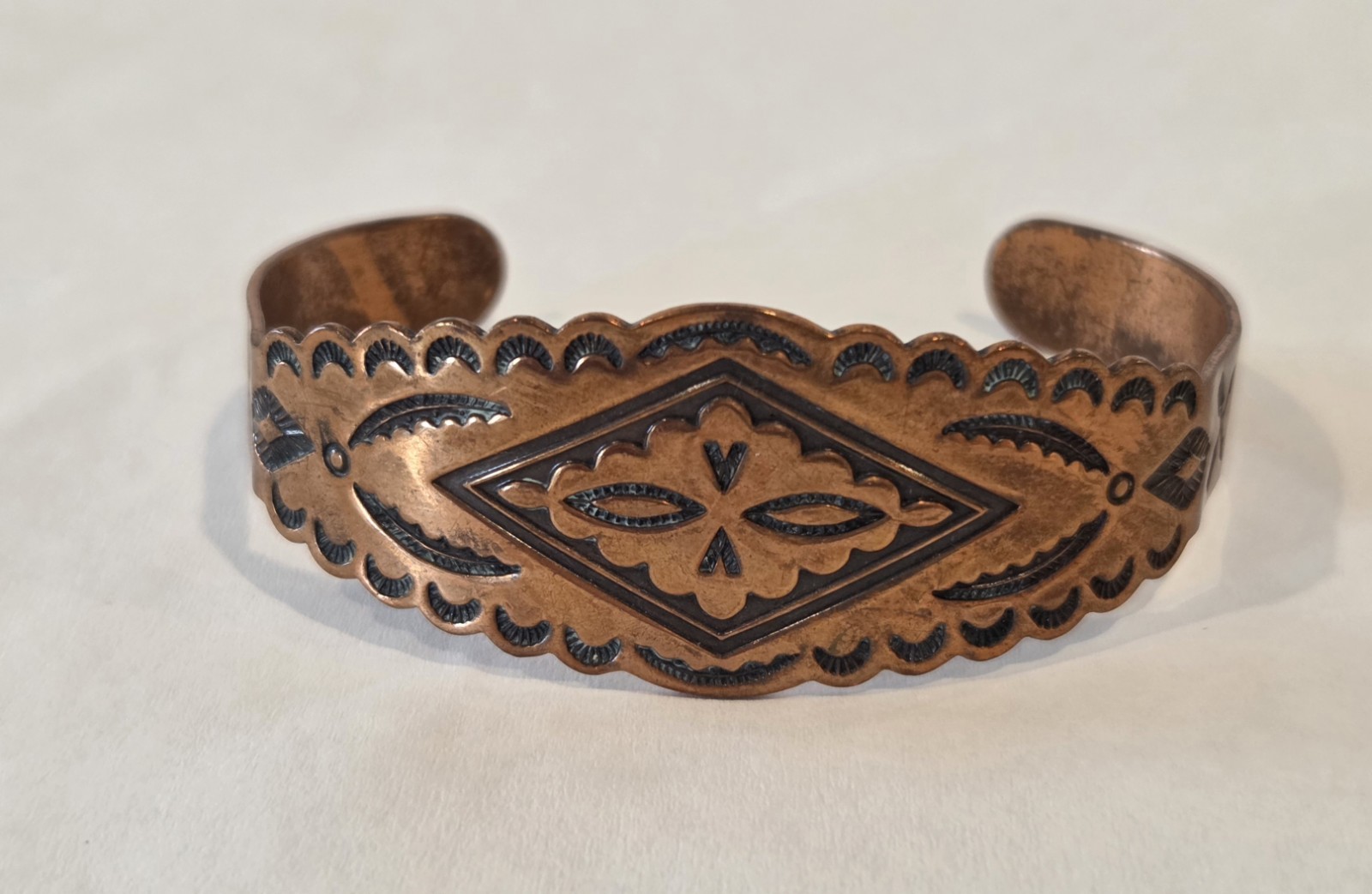 Solid Copper Native American Bracelet Navajo Vint… - image 5