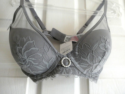 ladies brand new pep and co bra size 34b underwired padded grey