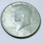 1969-D Kennedy Half Dollar 50c, 40% Silver, Circulated Coin Free Shipping #7393