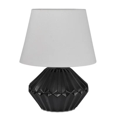 Tischlampe Relief bauchig rund matt schwarz H. 46cm mit silbernem Schirm Formano - Bild 1 von 4