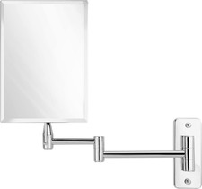 Frameless Wall Mount Mirror for Bathroom with 11" Extension Swivel, No Magnifica