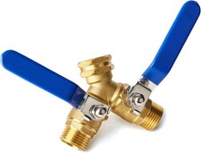 Garden Hose Splitter 2 Way Heavy Duty, Brass Faucet Adapter With Long Handle For