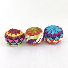 3 Guatemala Handmade Crochet Hacky Sack Footbag Juggling Kick Ball