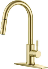 Brushed Champagne Gold Kitchen Faucet with Pull Down Sprayer for Any Sink