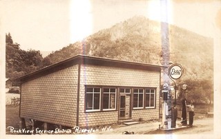 RIVERTON West Virginia postcard RPPC Esso gas station pumps sign Rockview