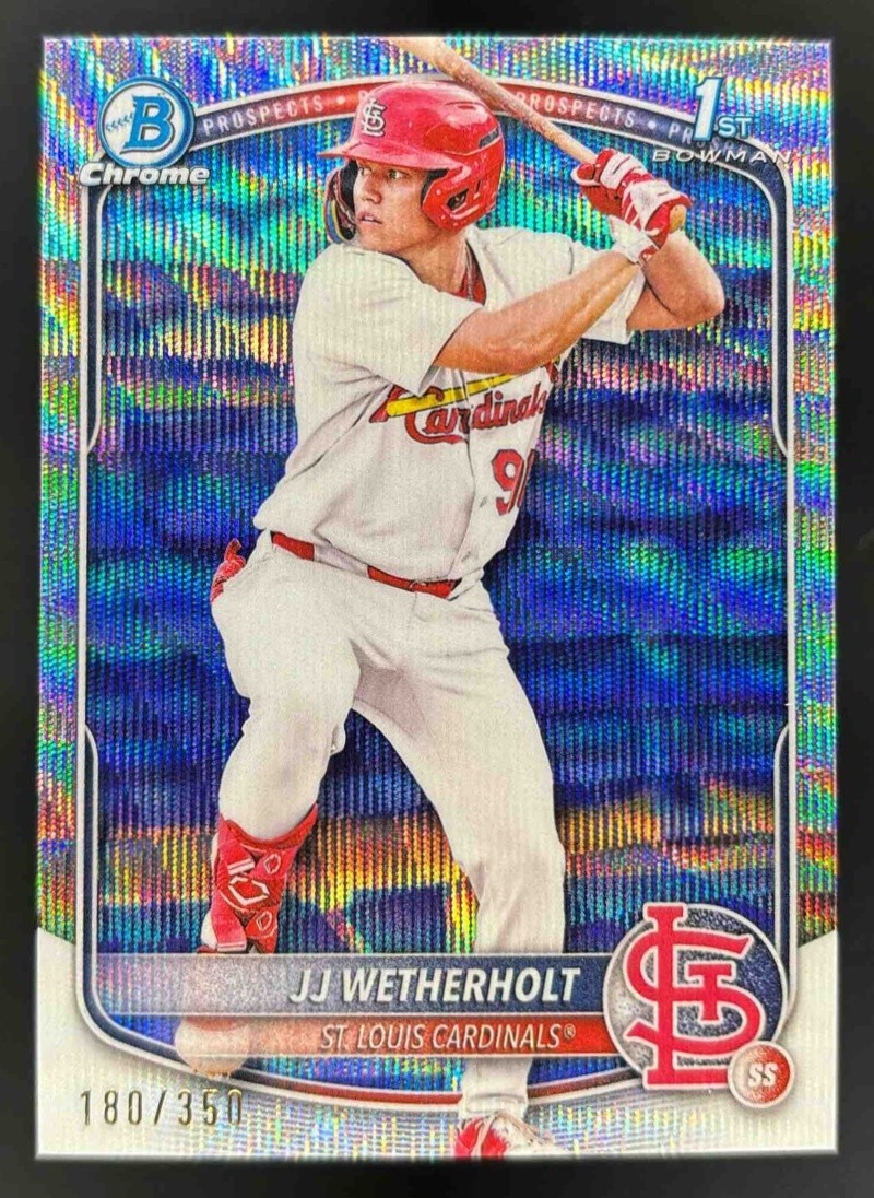 2025 Bowman JJ Wetherholt Chrome Prospects Wave Refractor /350 #BCP-22 Cardinals