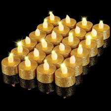 Mudder 24 Pieces Gold Tea Lights Led Candles Tealights Flameless Votive Mudder 24 Pieces Gold Tea Lights Led Candles Tealights Flameless Votive