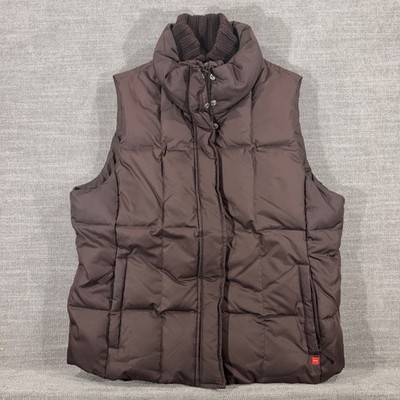 Esprit Puffer Vest Womens Large Brown Excellent Quilted Ribbed Knit Collar Zip