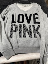 Victoria Secret V-neck Sweatshirt Medium Gray Cheetah