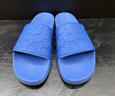 Men's COACH Signature Monogram Blue Slides C7092 Size 11D
