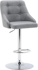 Swivel Bar Stool with Back, Adjustable Fabric Tufted Barstool, Upholstered Count