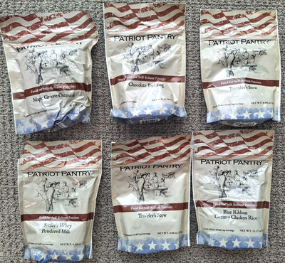 Lot of 6 Freeze Dried Food Camping Chicken Pudding Stew Milk Patriots Pantry New