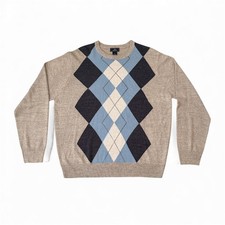 Dockers Crew Neck Long Sleeve Argyle Cotton Sweater Men  s Size Large