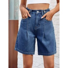 High Waist Denim Shorts with Pockets