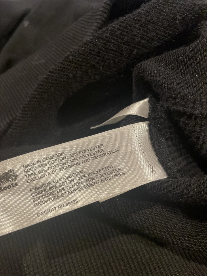 Roots Zip Sweatshirt Dress Womens Medium Panel Logo Cotton Blend Pockets Black - Image 3 of 4