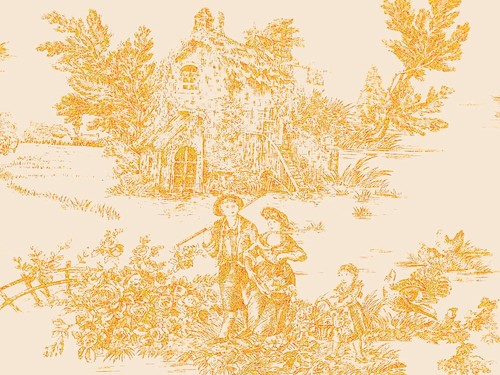 Toile de Jouy Giallo Resinato Antimacchia al Metro | MADE IN ITALY| Altezza180cm - Foto 1 di 56